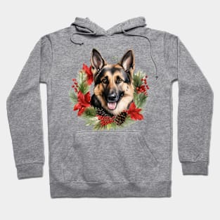 Christmas German Shepherd Dog Wreath Hoodie